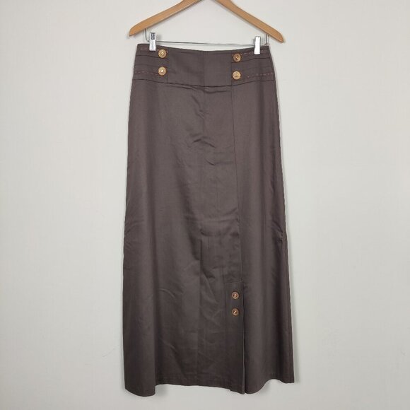 Women's Maxi Skirt in Brown Size EU 38 Lace Coquette Feminine Formal Office - Picture 1 of 13
